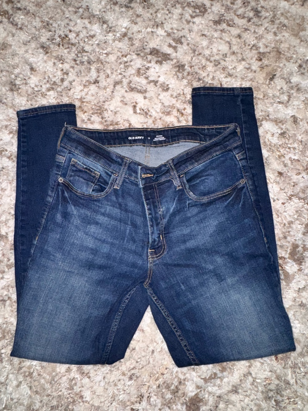 Old Navy Rockstar Super Skinny Jeans Size 12 Mid Rise Dark Wash